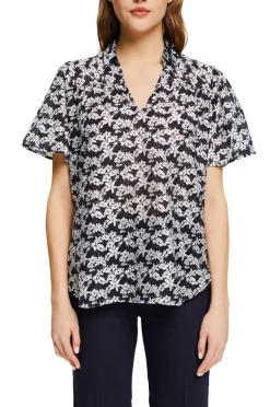 EDC geblümte Bluse mit Leinen 032CC1F302