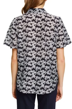 EDC geblümte Bluse mit Leinen 032CC1F302