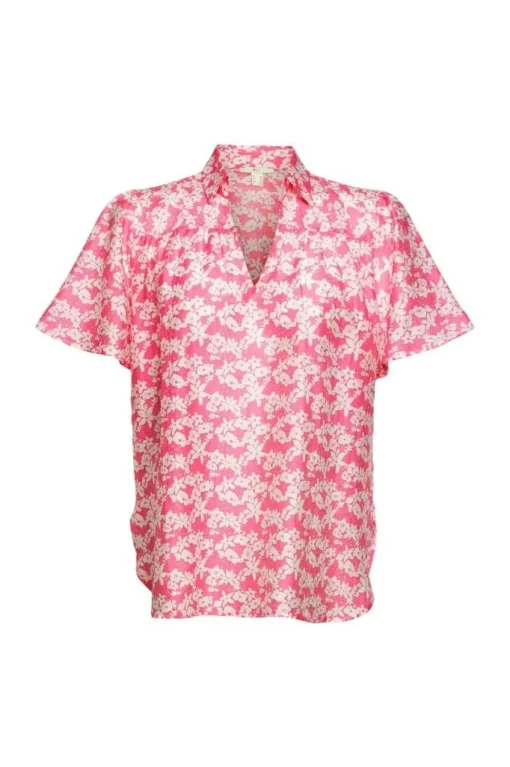 EDC geblümte Bluse mit Leinen 032CC1F302