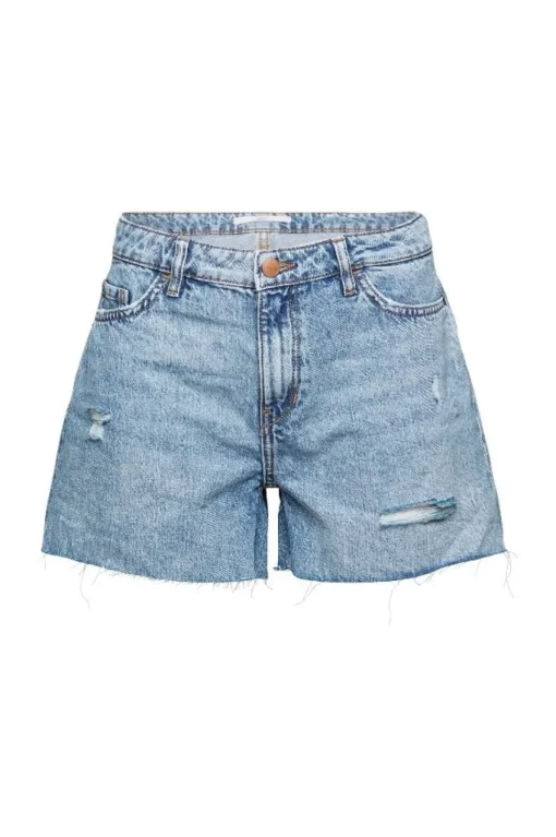 EDC Jeans Shorts kurze Hose Used-Look Baumwolle blau S12 062CC1C302