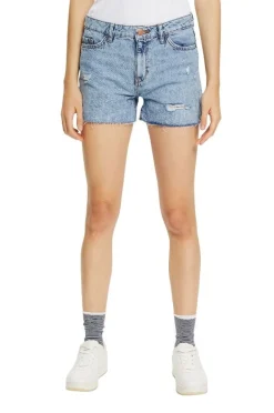 EDC Jeans Shorts kurze Hose Used-Look Baumwolle blau S12 062CC1C302