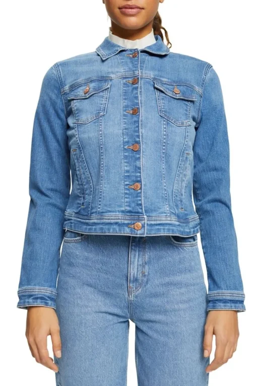 EDC Jeansjacke im Used-Look, Organic Cotton Denim NOS 991CC1G301
