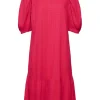 EDC strukturiertes Midikleid V-Ausschnitt pink, schwarz S23 033CC1E314