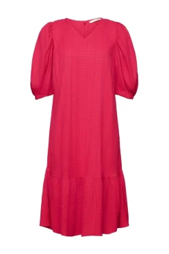 EDC strukturiertes Midikleid V-Ausschnitt pink, schwarz S23 033CC1E314