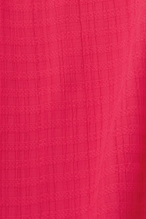 EDC strukturiertes Midikleid V-Ausschnitt pink, schwarz S23 033CC1E314