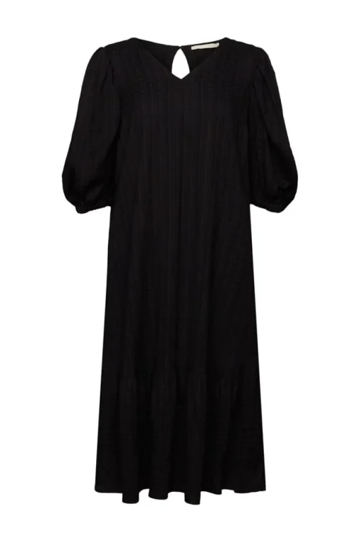 EDC strukturiertes Midikleid V-Ausschnitt pink, schwarz S23 033CC1E314