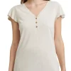 edc T-Shirt Leinen beige 041CC1K332