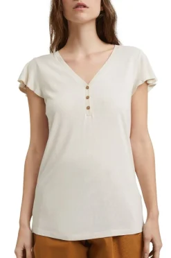 edc T-Shirt Leinen beige 041CC1K332