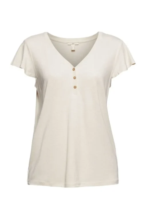 edc T-Shirt Leinen beige 041CC1K332