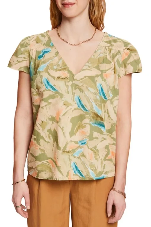 Esprit Bluse mit Allover-Print grün S23 063EE1F301