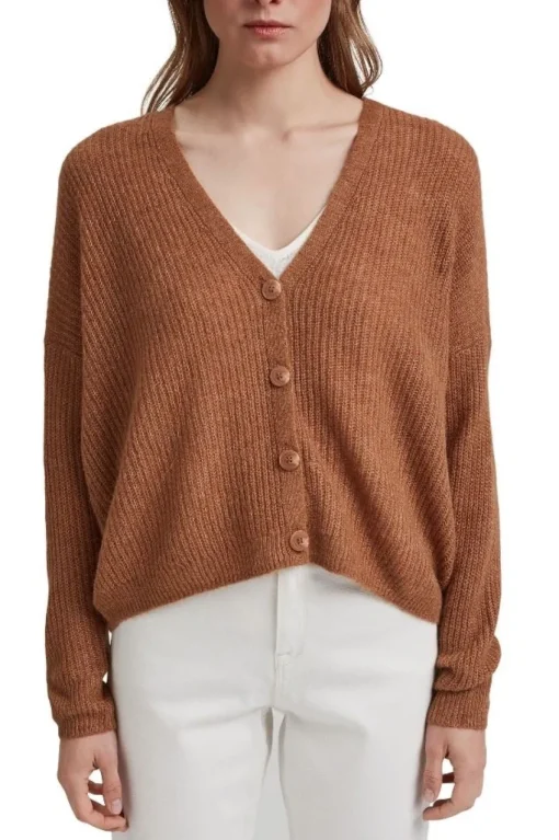 ESPRIT Cardigan aus Rippstrick mit Wolle/Alpaka 991EO1I310