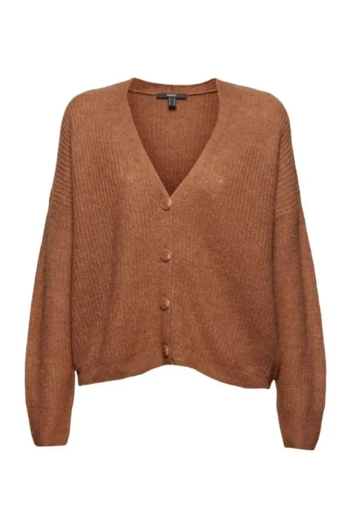 ESPRIT Cardigan aus Rippstrick mit Wolle/Alpaka 991EO1I310