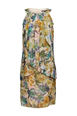 ESPRIT COLLECTION Chiffonkleid florales Muster Knielang weiß S12 032EO1E348