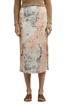ESPRIT COLLECTION Midirock mit Mamorprint beige 041EO1D302
