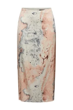 ESPRIT COLLECTION Midirock mit Mamorprint beige 041EO1D302
