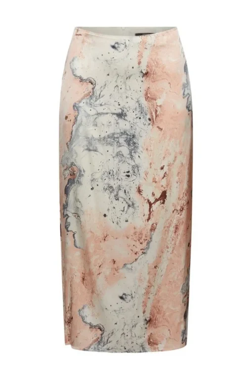 ESPRIT COLLECTION Midirock mit Mamorprint beige 041EO1D302