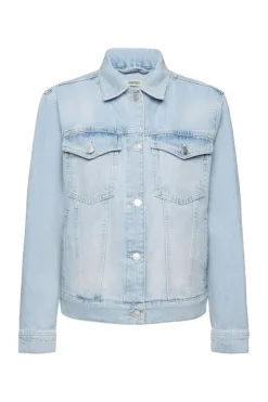 ESPRIT Denim-Jacke reine Baumwolle Schlaufe am Saum blau NOS 992EE1G311