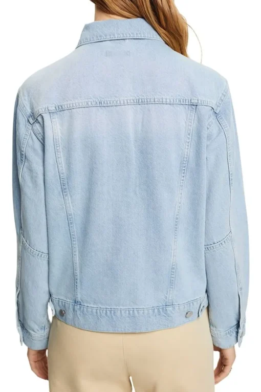 ESPRIT Denim-Jacke reine Baumwolle Schlaufe am Saum blau NOS 992EE1G311