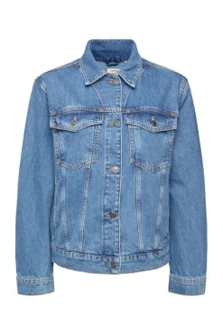 ESPRIT Denim-Jacke reine Baumwolle Schlaufe am Saum blau NOS 992EE1G311