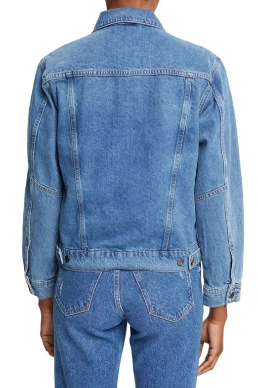 ESPRIT Denim-Jacke reine Baumwolle Schlaufe am Saum blau NOS 992EE1G311
