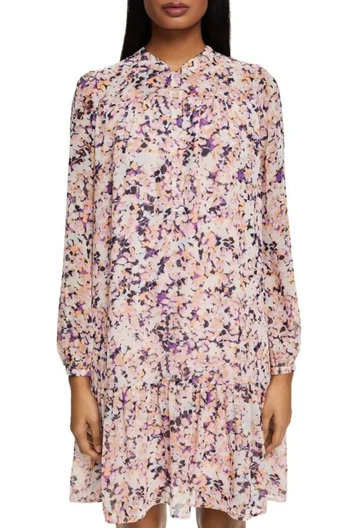 ESPRIT Gemustertes Minikleid aus Chiffon lila NOS 993EO1E304
