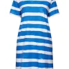 Esprit gestreiftes T-Shirt-Kleid 100% Baumwolle blau S23 053EE1E320