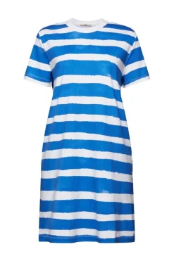 Esprit gestreiftes T-Shirt-Kleid 100% Baumwolle blau S23 053EE1E320