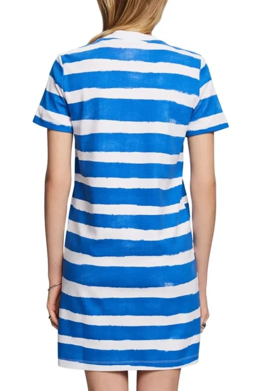 Esprit gestreiftes T-Shirt-Kleid 100% Baumwolle blau S23 053EE1E320