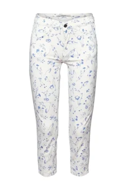 Esprit Hose mit floralem Muster 3/4 Bein weiß S23 043EE1B317