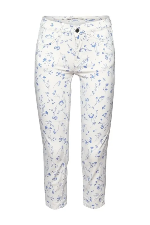 Esprit Hose mit floralem Muster 3/4 Bein weiß S23 043EE1B317
