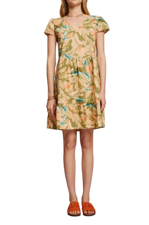 Esprit Kleid mit Allover-Print grün S23 063EE1E304