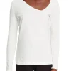Esprit Longsleeve mit asymmetrischem Ausschnitt weiß, rot, schwarz S23 122EE1K314
