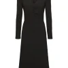 Esprit Midikleid mit V-Ausschnitt schwarz S23 112EE1E307