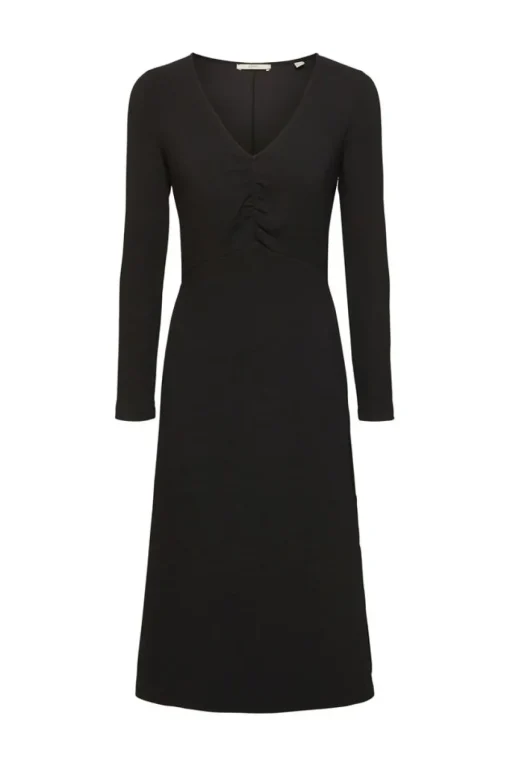Esprit Midikleid mit V-Ausschnitt schwarz S23 112EE1E307