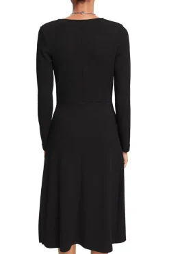 Esprit Midikleid mit V-Ausschnitt schwarz S23 112EE1E307
