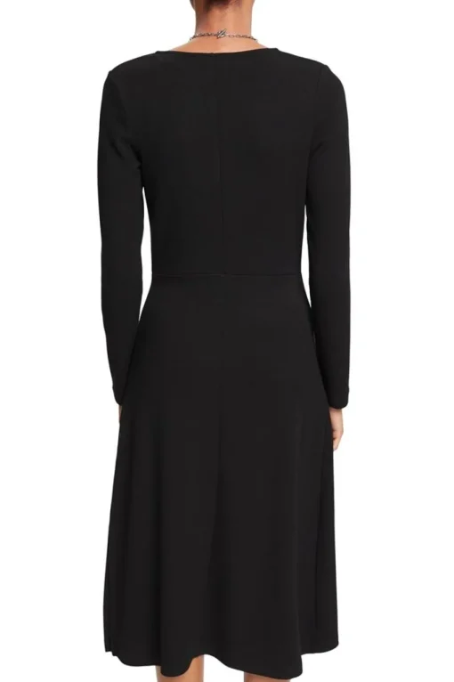 Esprit Midikleid mit V-Ausschnitt schwarz S23 112EE1E307