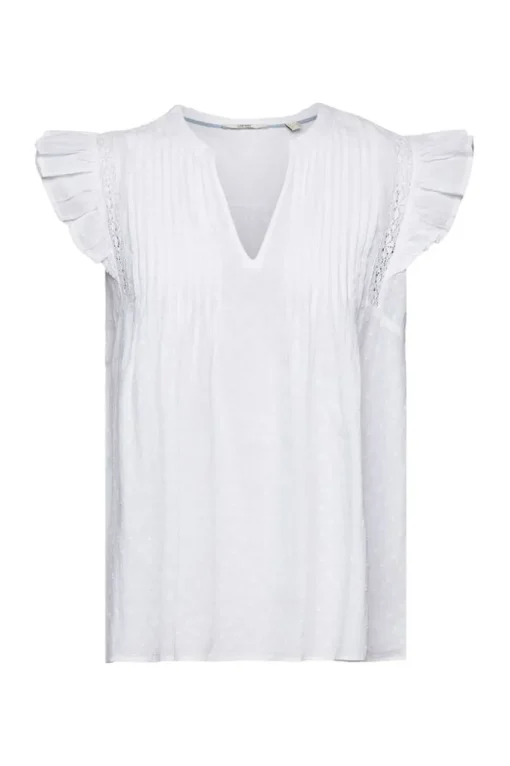Esprit Ärmellose Bluse aus Swiss Dot, 100 % Baumwolle weiß S23 043EE1F306