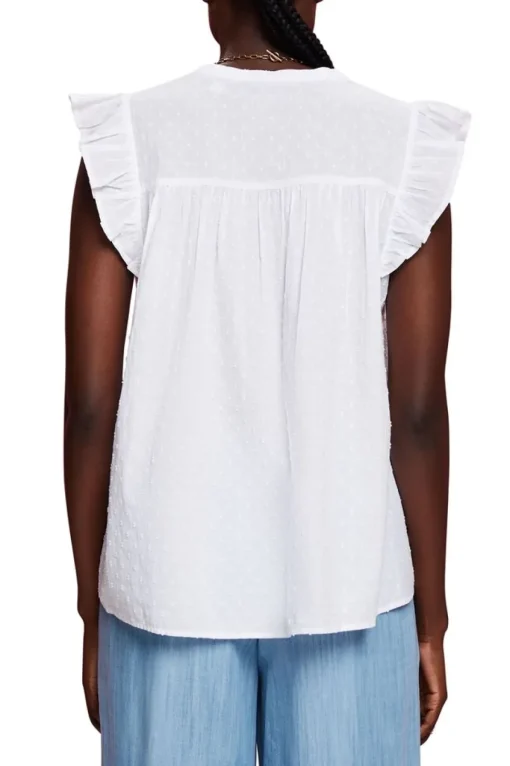 Esprit Ärmellose Bluse aus Swiss Dot, 100 % Baumwolle weiß S23 043EE1F306