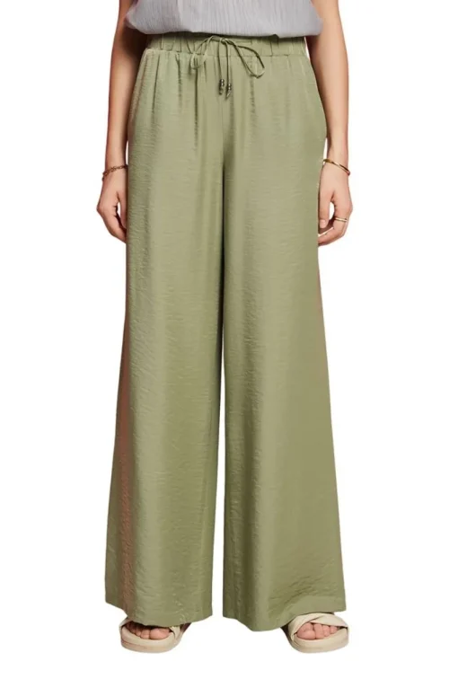 Esprit Satinhose mit weitem Bein grün S23 063EE1B304