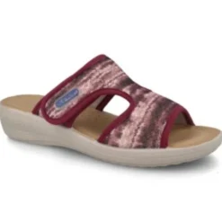 Fly Flot Damen Pantolette Hausschuh Textil rot S12 855415