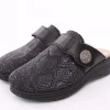 Fuß Bequem Damen Hausschuh Pantolette Klettverschluss Wechselfußbett schwarz S23 5027/9-48
