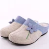 Fuß Bequem Damen Hausschuh Pantolette Blumen-Detail grün, grau S23 203/01