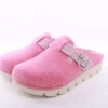 Fuß Bequem Damen Hausschuh Pantolette Zierschnalle rosa, blau S23 1100/01