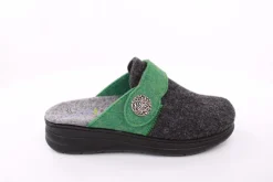 Fuß Bequem Damen Hausschuh Pantolette Wechselfußbett Klettverschluss grau S23 5027/01