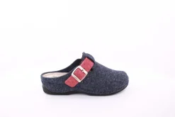 Fuß Bequem Damen Hausschuh Pantolette Zierschnalle blau S23 206/01