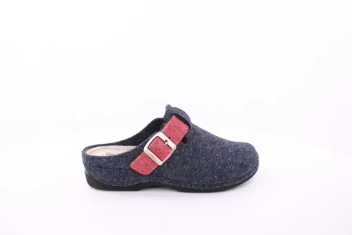 Fuß Bequem Damen Hausschuh Pantolette Zierschnalle blau S23 206/01