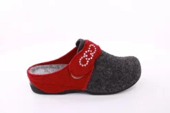 Fuß Bequem Damen Hausschuh Pantolette Klettverschluss grau S23 207-2/01