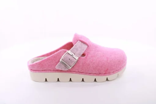 Fuß Bequem Damen Hausschuh Pantolette Zierschnalle rosa, blau S23 1100/01