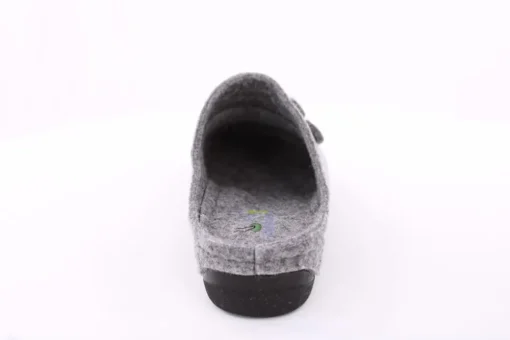 Fuß Bequem Damen Hausschuh Pantolette Blumen-Detail grün, grau S23 203/01