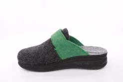 Fuß Bequem Damen Hausschuh Pantolette Wechselfußbett Klettverschluss grau S23 5027/01